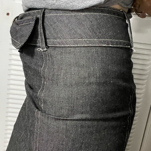RENA ROWAN PETITE MAXI BLACK DENIM SKIRT WOMEN WITH BELT SIZE 6 - Picture 5 of 17